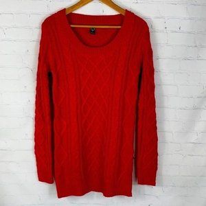 Windsor Cable Knit Sweater Fisherman Long Sleeve Grandpa Valentine Red Sz Medium